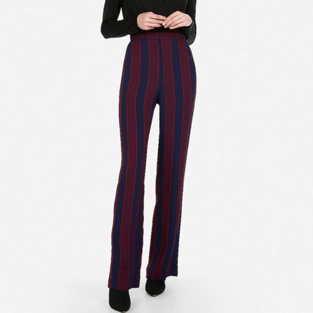 NWT EXPRESS Super High Waisted Stripe Wide Leg Dress Pant